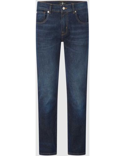 7 For All Mankind Straight Fit Jeans Met Stretch - Blauw