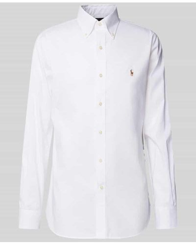 Polo Ralph Lauren Slim Fit Business-Hemd mit Label-Stitching - Weiß