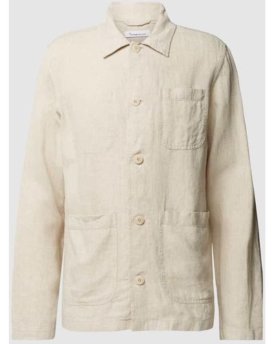 Knowledge Cotton Hemdjacke mit aufgesetzten Taschen - Natur