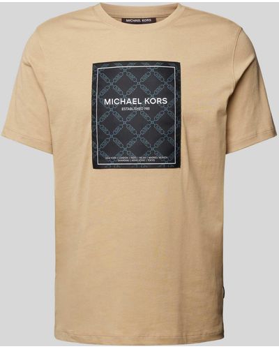 Michael Kors T-Shirt mit Label-Print Modell 'EMPIRE FLAGSHIP' - Natur