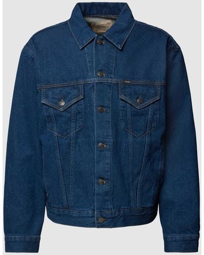 Polo Ralph Lauren Jeansjacke im Used-Look mit aufgesetzten Taschen - Blau