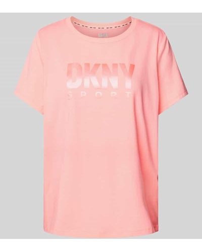 DKNY T-Shirt mit Label-Print - Pink