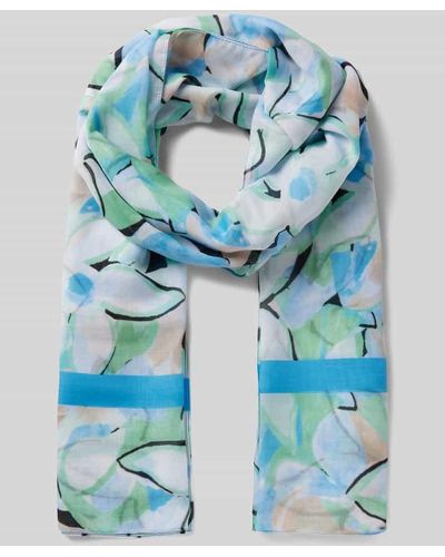MORE&MORE Schal mit floralem Muster - Blau