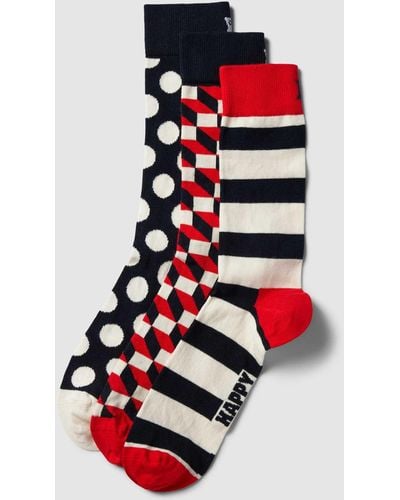 Happy Socks Socken mit Label-Print im 3er-Pack - Weiß