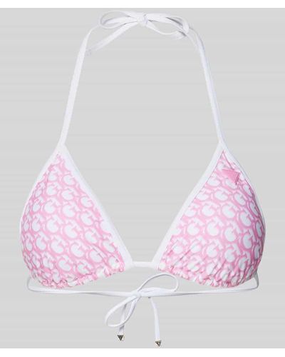 Guess Bikini-Oberteil mit Label-Print - Pink