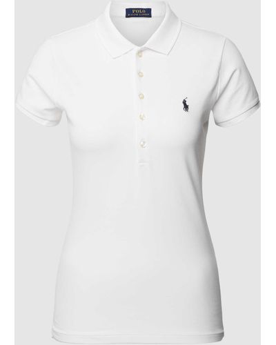 Polo Ralph Lauren Slim Fit Poloshirt Met Logostitching, Model 'julie' - Wit