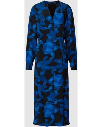 Comma, Midi-jurk Met All-over Motief - Blauw