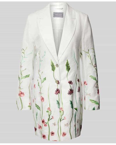 White Label Blazer mit floralen Stitchings - Weiß