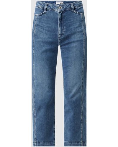 No.1 Cropped Straight Fit Jeans mit Stretch-Anteil - Blau