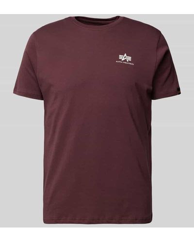 Alpha Industries T-Shirt mit Label-Print Modell 'BASIC' - Rot