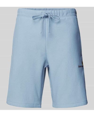 Carhartt Regular Fit Sweatshorts mit Label-Stitching - Blau