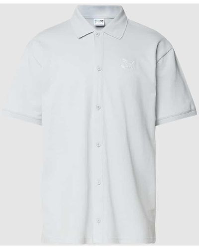 PUMA Freizeithemd mit Label-Stitching Modell 'CLASSICS' - Weiß