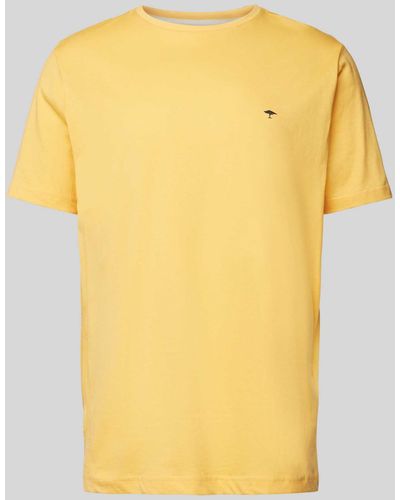 Fynch-Hatton T-Shirt mit Logo-Stitching - Gelb