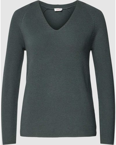 s.Oliver RED LABEL Strickpullover mit V-Ausschnitt - Grün