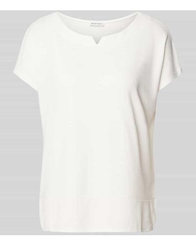 Tom Tailor T-Shirt mit V-Ausschnitt - Weiß