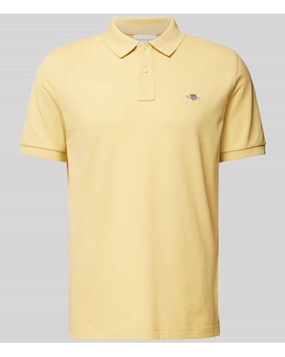 GANT Regular Fit Poloshirt mit Label-Stitching Modell 'SHIELD' - Gelb