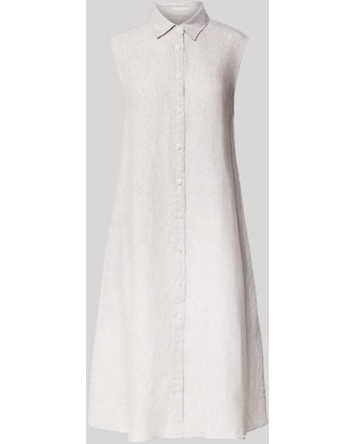0039 Italy Leinenkleid mit Knopfleiste Modell 'Lina' - Weiß
