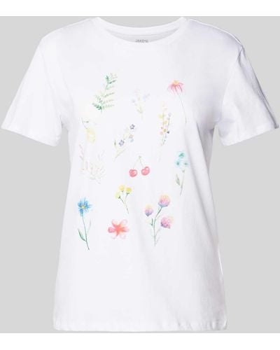 Jake*s T-shirt Met Bloemenprint - Wit