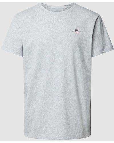 GANT Pyjama-Oberteil mit Label-Print Modell 'SHIELD' - Grau
