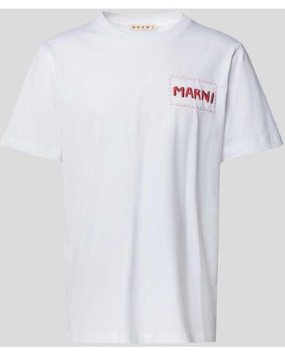 Marni T-Shirt mit Label-Stitching - Weiß