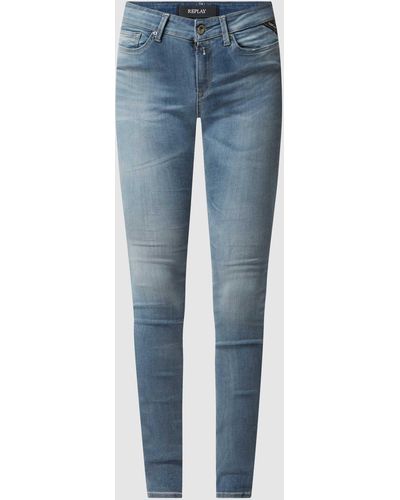 Replay Skinny Fit Jeans Met Stretch, Model 'luzien' Hyperflex - Blauw