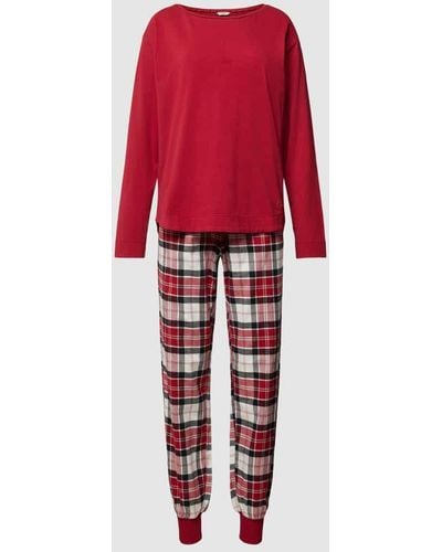 Esprit Pyjama mit Label-Print - Rot