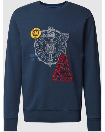 La Martina Sweatshirt Met Logodetails - Blauw