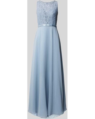 Luxuar Abendkleid mit Spitzenbesatz - Blau