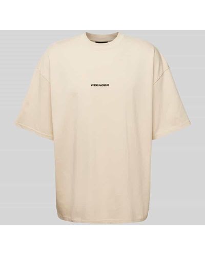 PEGADOR T-Shirt mit Label-Print Modell 'BOXY' - Natur