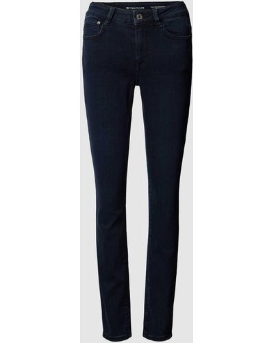 Tom Tailor Slim Fit Jeans Met Viscose En Labeldetails - Blauw