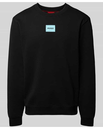 HUGO Sweatshirt mit Label-Patch - Schwarz