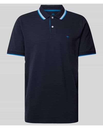 Fynch-Hatton Regular Fit Poloshirt mit Kontraststreifen - Blau