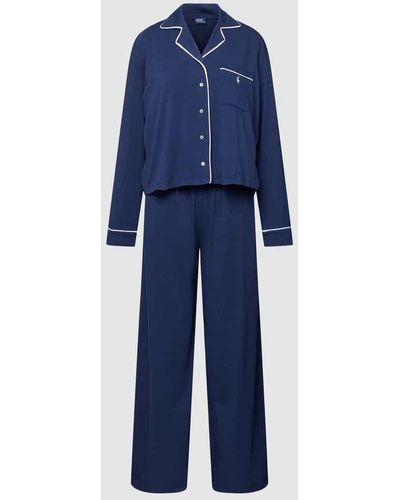 Polo Ralph Lauren Pyjama mit Label-Stitching - Blau