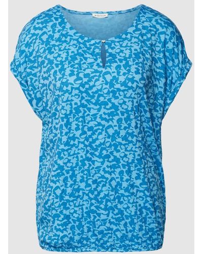 Tom Tailor T-Shirt mit Viskose-Anteil und Allover-Muster - Blau