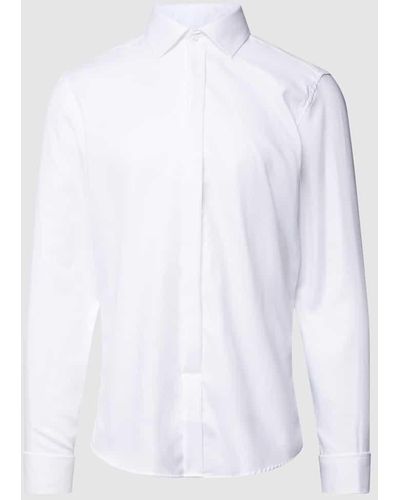 Seidensticker Slim Fit Business-Hemd mit Label-Stitching - Weiß