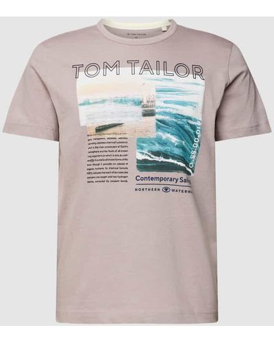 Tom Tailor T-Shirt mit Statement-Print - Grau