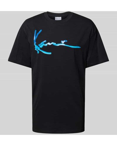 Karlkani T-Shirt mit Label-Print Modell 'Water' - Schwarz