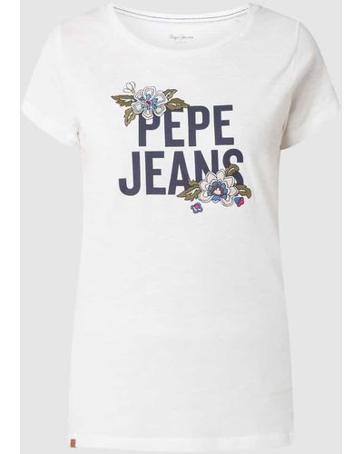 Pepe Jeans T-Shirt mit Logo Modell 'Bernardette' - Weiß