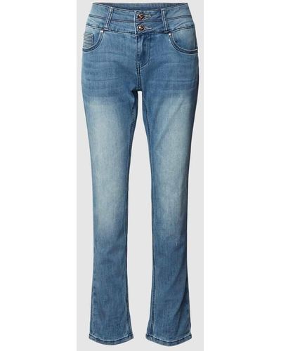 Blue Monkey Slim Fit Jeans im 5-Pocket-Design Modell 'TAMARA' - Blau