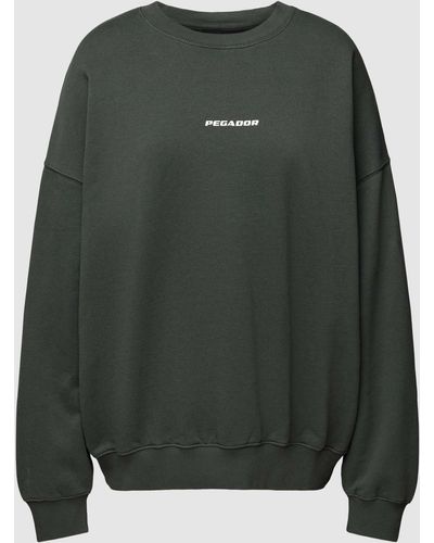 PEGADOR Oversized Sweatshirt mit Label-Print Modell 'AELVA' - Grün
