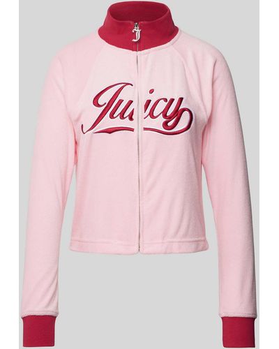 Juicy Couture Cropped Sweatjacke mit Eingrifftaschen Modell 'LELU RETRO' - Pink