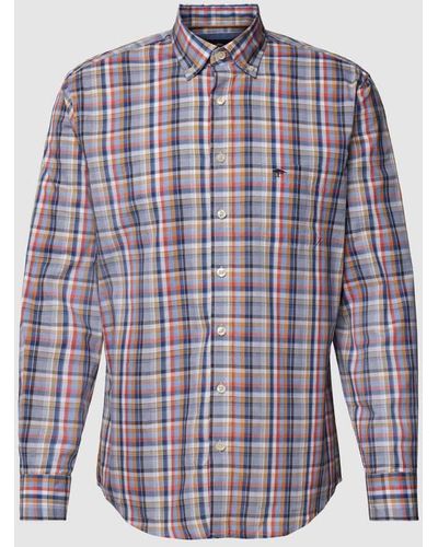 Fynch-Hatton Regular Fit Freizeithemd mit Button-Down-Kragen - Blau