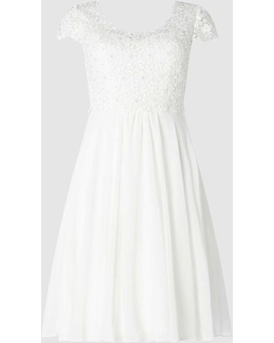 Luxuar Brautkleid aus Häkelspitze und Chiffon - Weiß