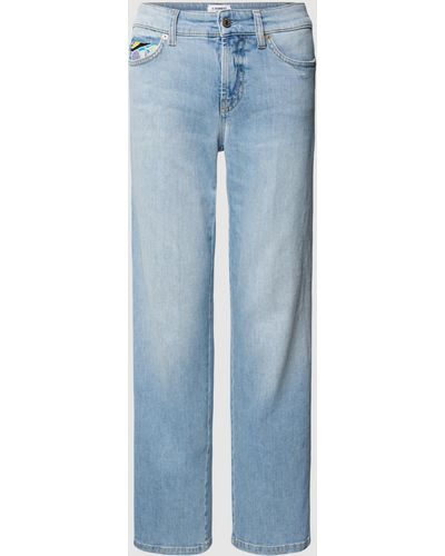 Cambio Verkorte Straight Leg Jeans Met Strass-steentjes, Model 'piper' in  het Blauw | Lyst NL