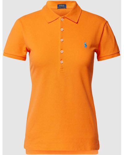 Polo Ralph Lauren Slim Fit Poloshirt Met Labelstitching - Oranje