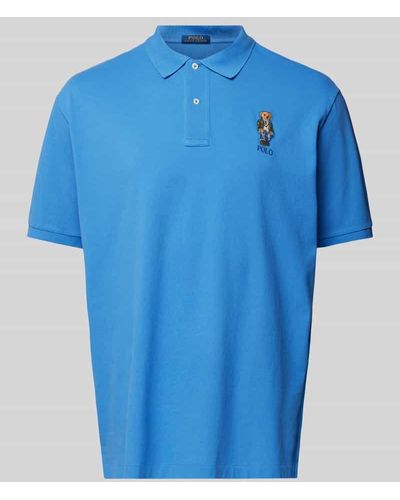 Ralph Lauren PLUS SIZE Poloshirt mit Motiv-Stitching - Blau