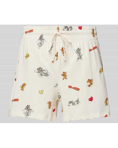 Jake*s Loose Fit Pyjama-Shorts mit Tom&Jerry®-Print - Natur