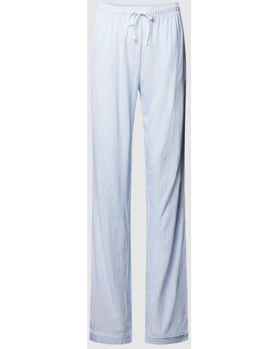 S.oliver Pyjama-Hose aus Baumwoll-Viskose-Mix mit Streifenmuster - Blau