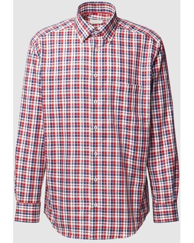 Eterna Comfort Fit Freizeithemd mit Button-Down-Kragen - Rot