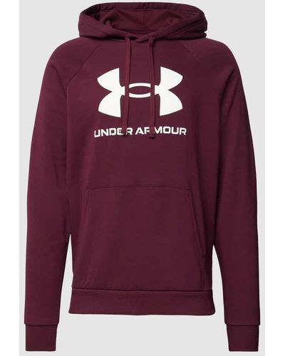 Under Armour Hoodie mit Label-Print Modell 'Rival' - Rot